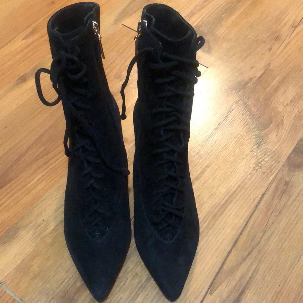 Black suede lace-ups - 2 inch heels